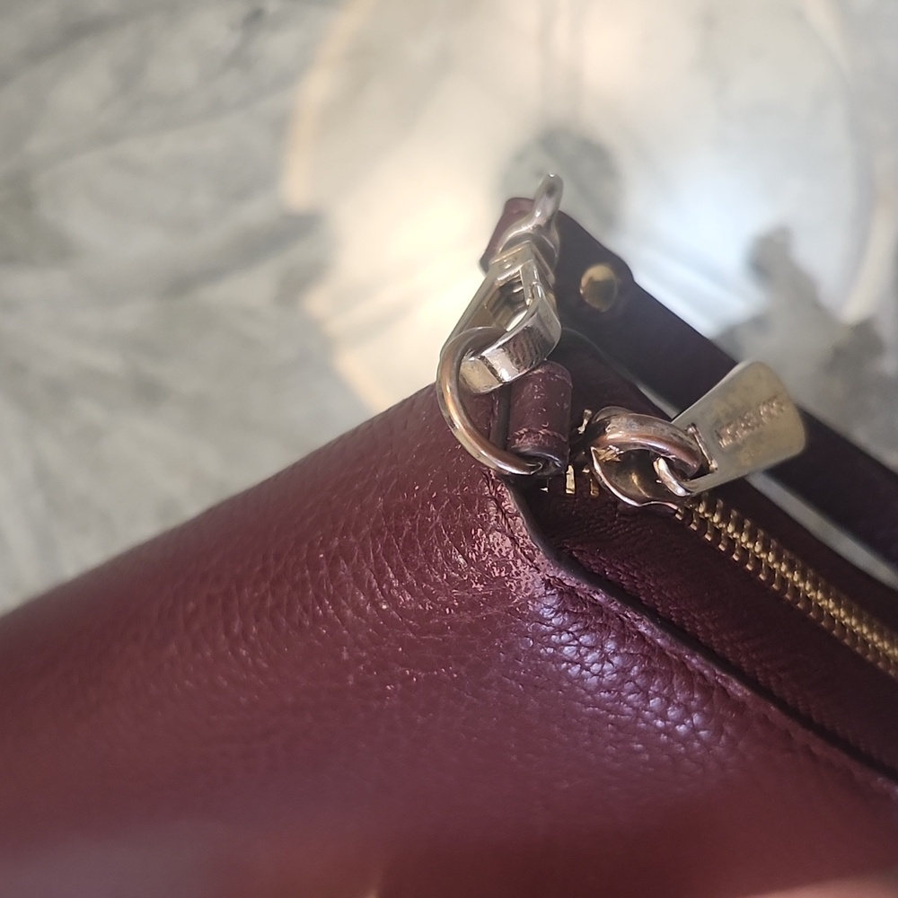 Michael Kors Burgundy Leather Large Zip Around Wallet Wristlet - Picture 7 of 15